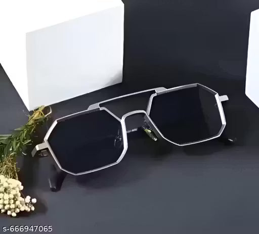 Geometric Polarized Sunglasses for Men & Women – UV400 Protection, Lightweight Metal Frame