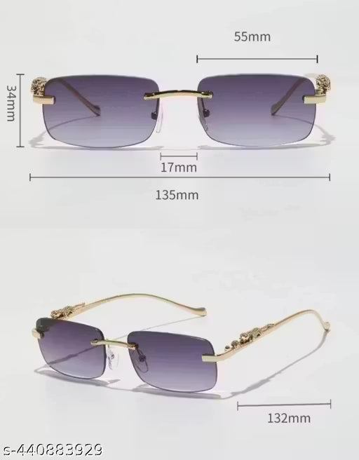 Luxury Rimless Gradient Sunglasses for Men & Women – UV400 Protection, Gold Metal Frame