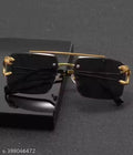 Luxury Rimless Polarized Sunglasses for Men & Women – UV400 Protection, Gold Metal Frame