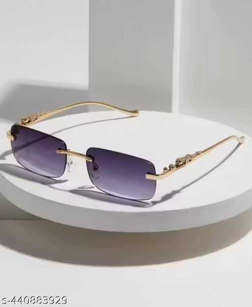 Luxury Rimless Gradient Sunglasses for Men & Women – UV400 Protection, Gold Metal Frame